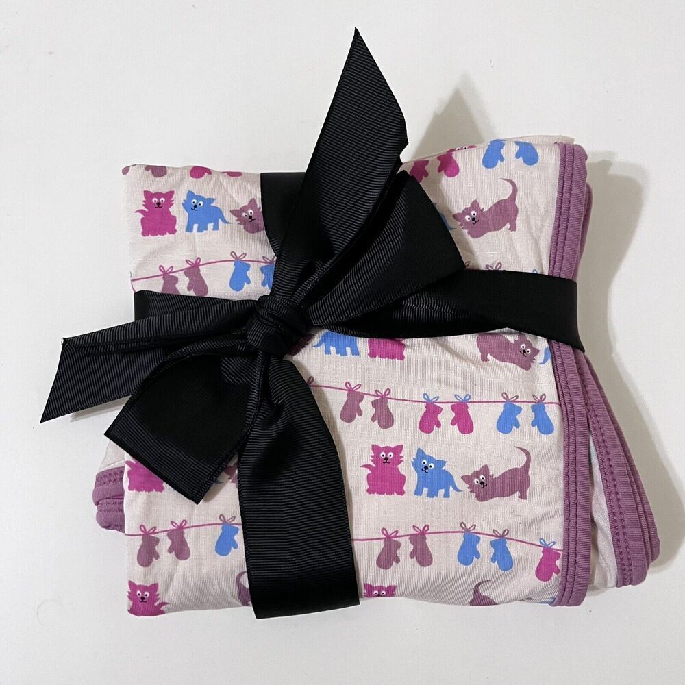 Kickee Pants Latte Three Little Kittens Bamboo Swaddle Baby Blanket Lovey NEW